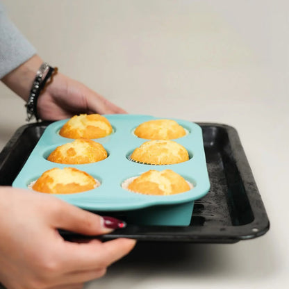 6 Cup Silicone Muffin Pan Non-Stick Baking Tray Cupcake Mold