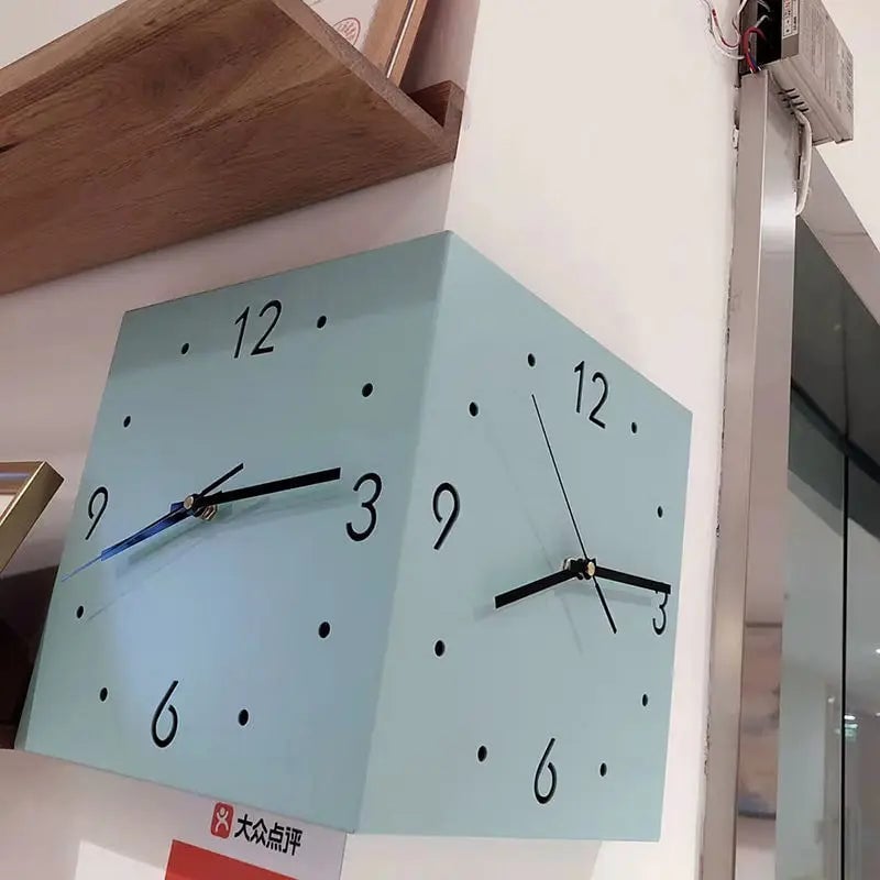 Double-Sided Corner Wall Clock Silent Creative Design Living Room
