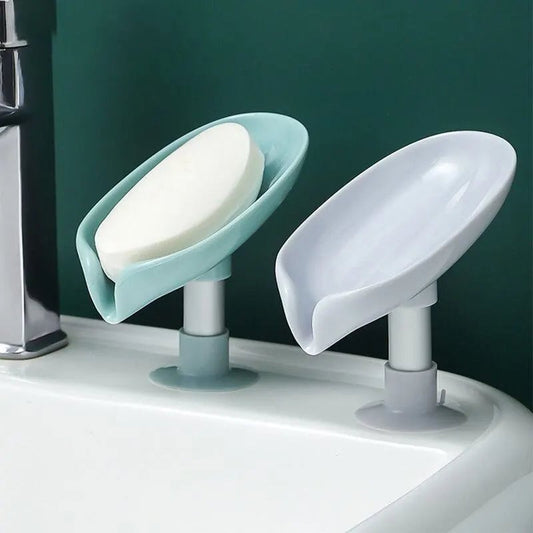 2pcs Draining Soap Dish Suction Cup Wall Mount Punch Free Storage