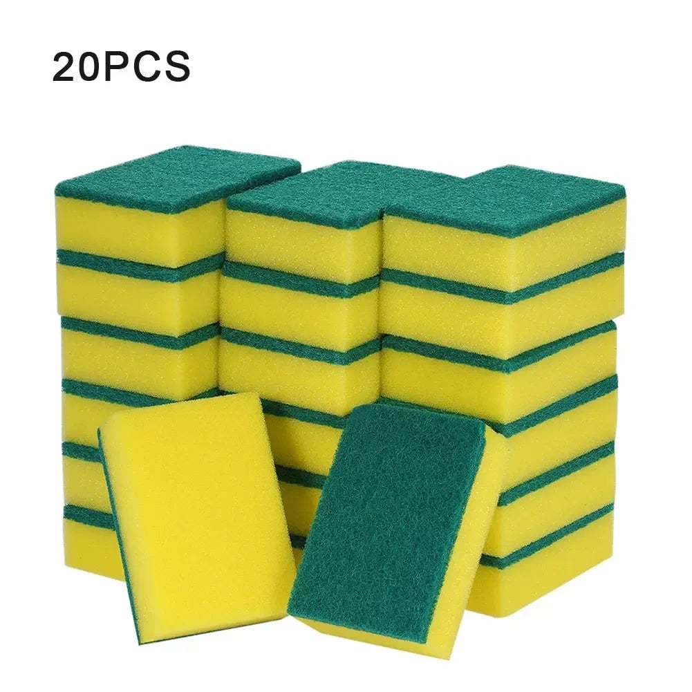 20Pcs Double-Sided Scouring Pads Kitchen Sponge Scrub Cleaning Set