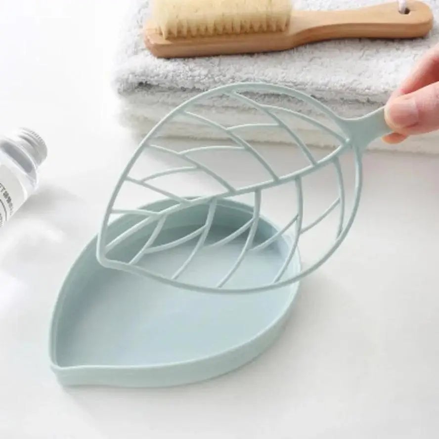 Green Leaf Soap Dish Tray - Plastic Soap Saver Holder for Bathroom