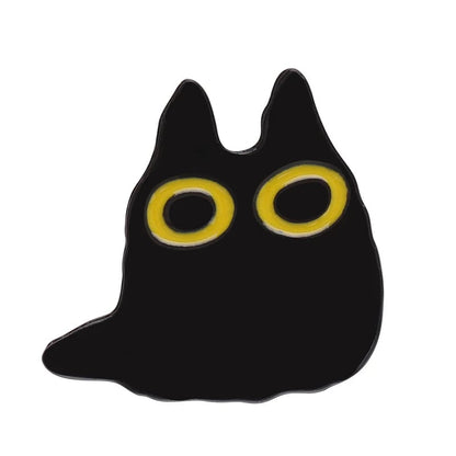 Black Cat Enamel Pin - Big Eyes Kitten Brooch Lapel Badge Jewelry