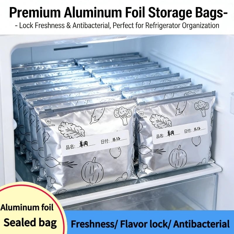 Aluminum Foil Leak Proof Reusable Food Storage Bags Sealed