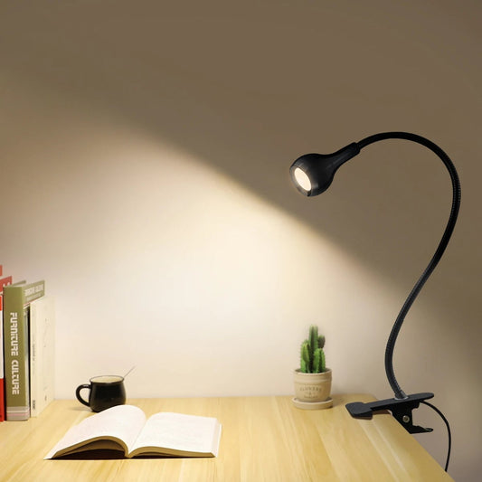 USB Flexible Table Lamp with Clip Holder - Reading Study Light