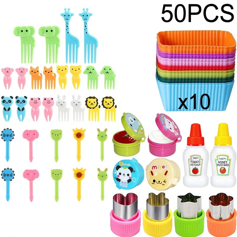 Mini Animal Fruit Forks Kids Set Silicone Vegetable Cutter Dividers