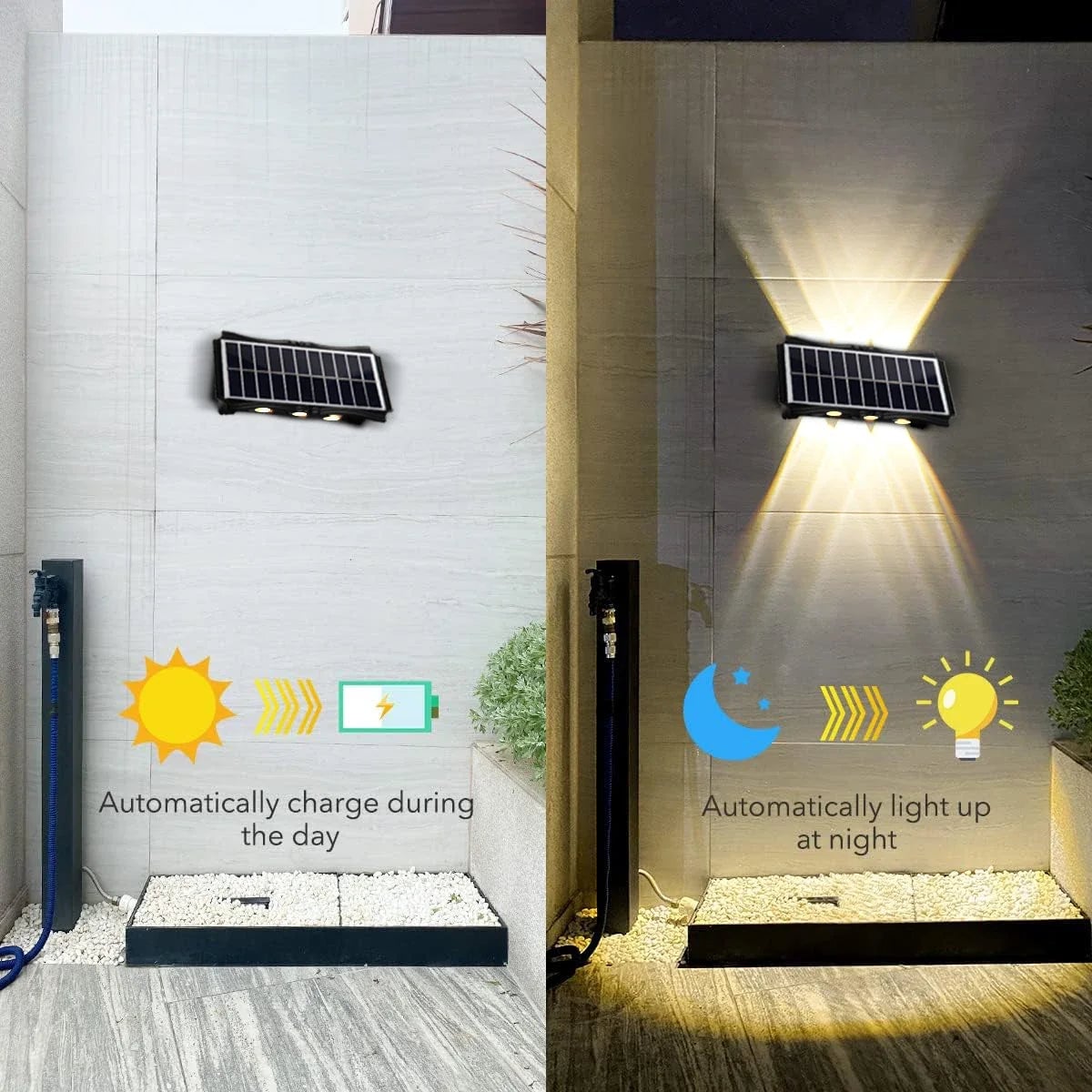 Waterproof Solar Wall Lamp Outdoor Up Down Warm Light Garden