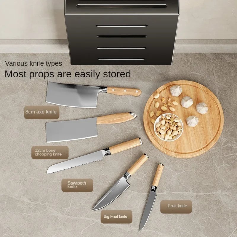Non-Perforation Wall Mount Kitchen Knife Storage Box Organizer Rack