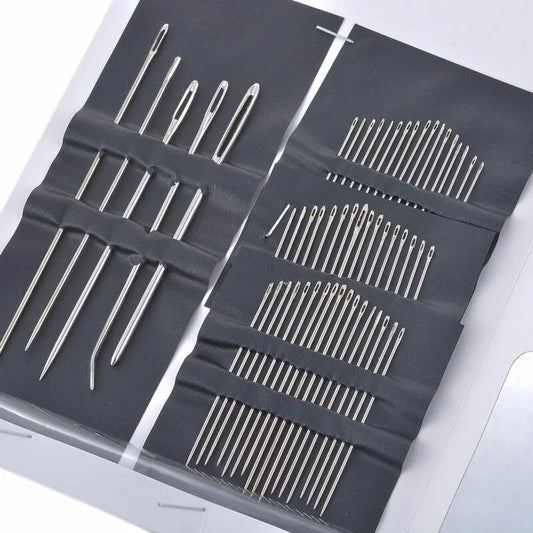 55pc Stainless Steel Big Eye Hand Sewing Needles Set Kit