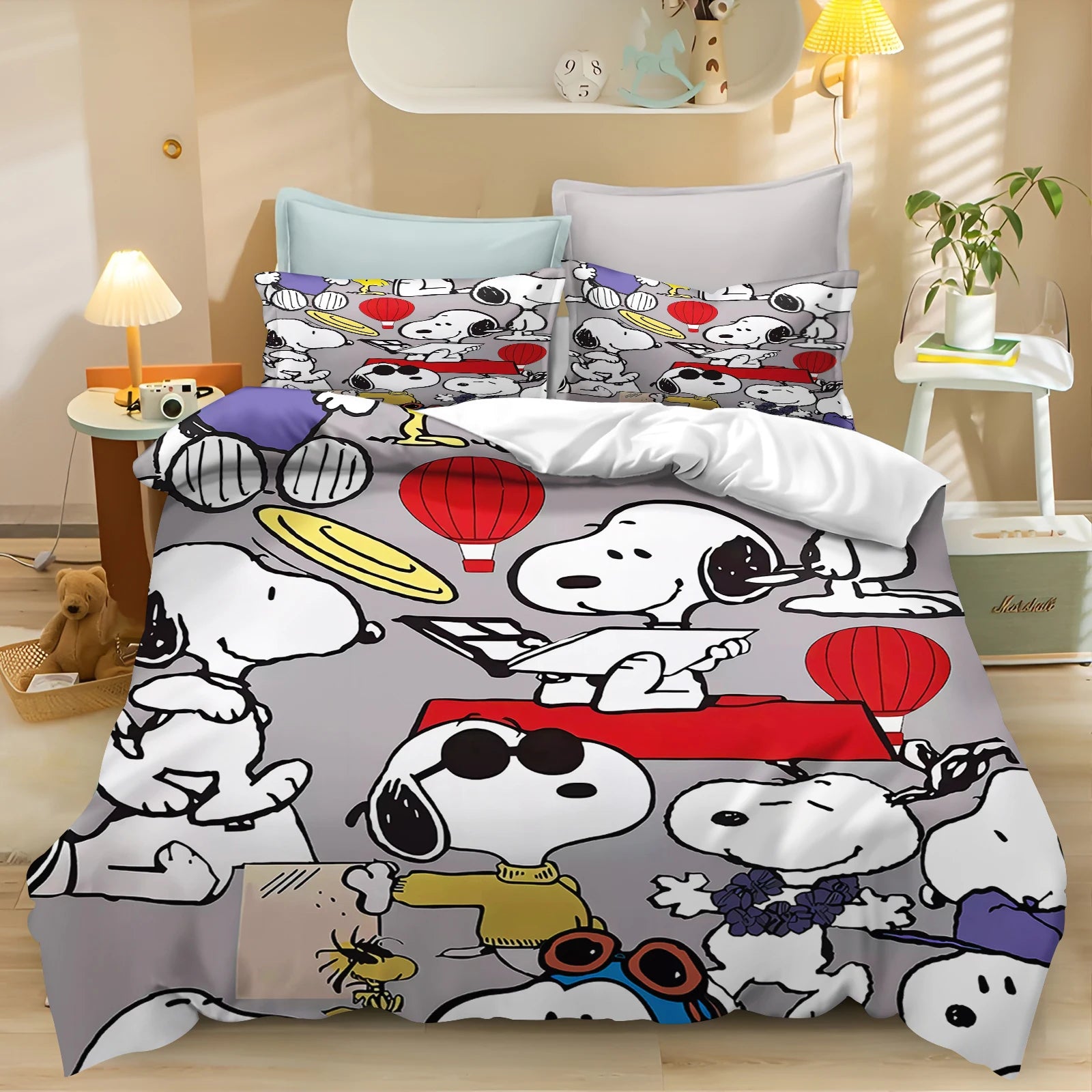 Snoopy Peanuts 3D King Size Duvet Cover Comforter Bedding Set