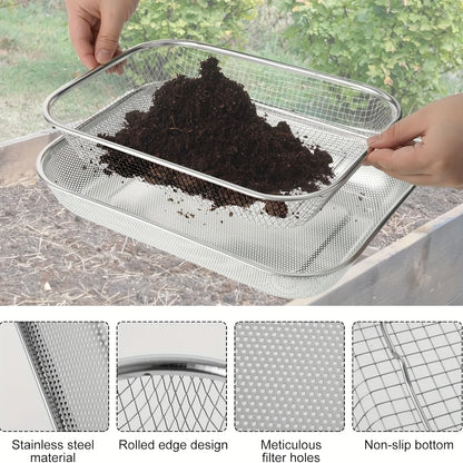 Stainless Steel Soil Sieve Mesh - Garden Rock Filter Compost Sand