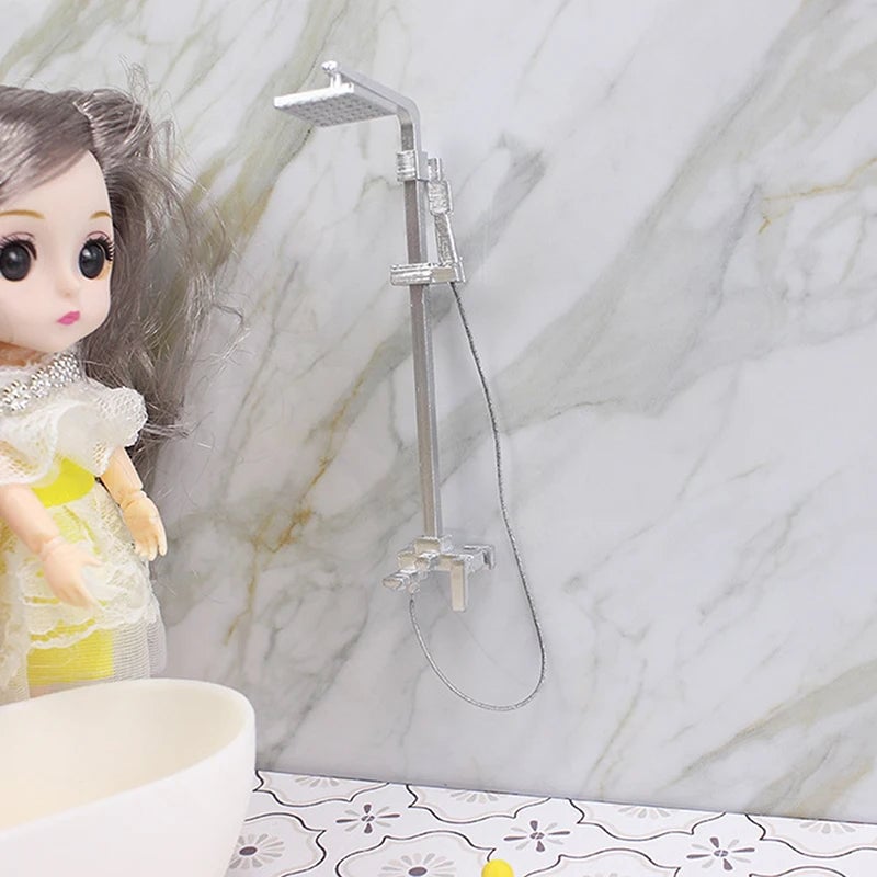 1:12 Scale Dollhouse Bathroom Showerhead & Faucet Miniature Set