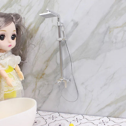 1:12 Scale Dollhouse Bathroom Showerhead & Faucet Miniature Set