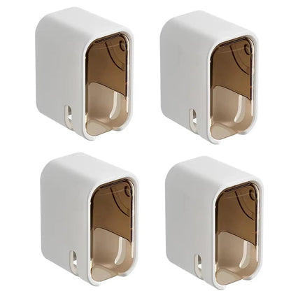 2PCS Wall Mounted Flip-Top Toothbrush Holder Dustproof Storage Rack