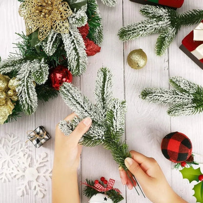 Artificial Snow Pine Branch Set - 5/10pcs Fake Pine Needles Garland