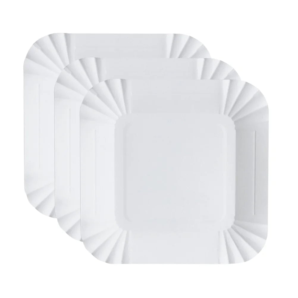 100Pcs Eco Friendly Square Paper Plates Disposable Lightweight