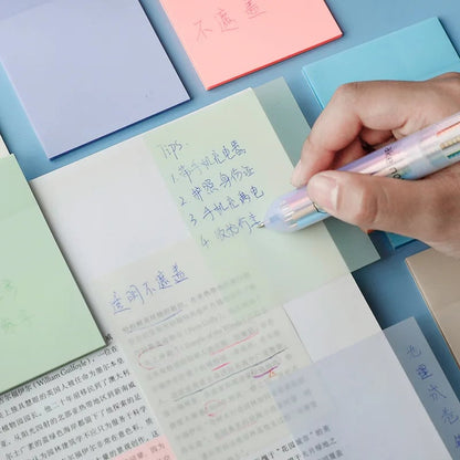 50 PET Transparent Waterproof Sticky Notes - Creative School Office