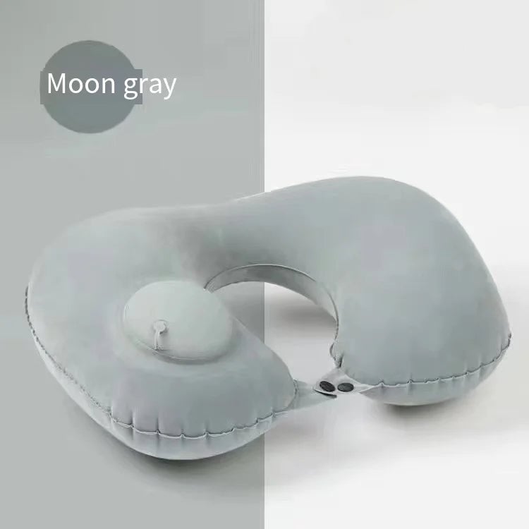 Push-Inflatable U-Shaped Neck Pillow 360° Rotation Travel Support