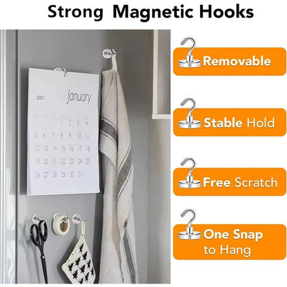 16mm Heavy Duty Magnetic Hooks - Strong Multi-Purpose Storage