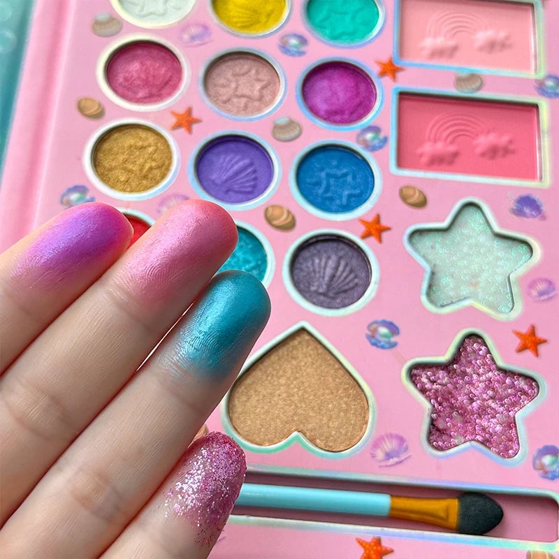 18-Color Fluorescent Pink Matte Eyeshadow Palette with Mirror