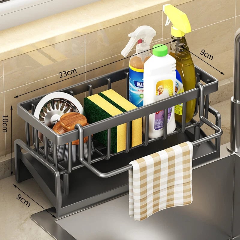 Tap-Mounted Kitchen Spice Rack with Drainage - Sink Organizer Shelf
