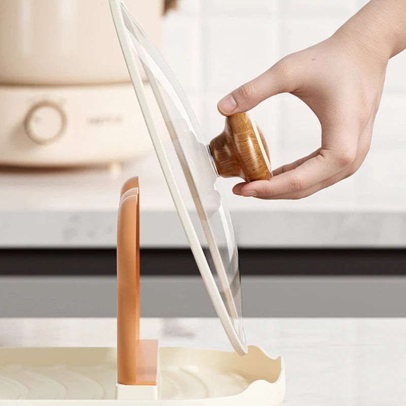 Kitchen Bear Pot Lid Rack Countertop Utensil Organizer with Drain