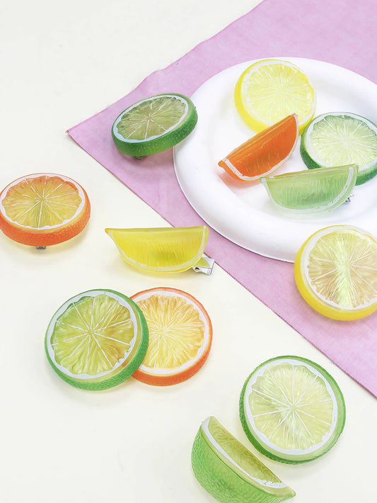 Citrus Fruit Hair Clips - Lemon Orange Design Summer Girls Hairpins