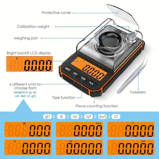 0.001g Professional Digital Jewelry Scale 50g Milligram Precision