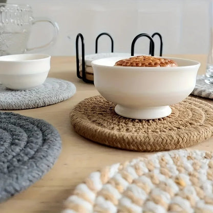 4pcs Absorbent Cotton Fabric Drink Coasters Non-Woven Minimalist