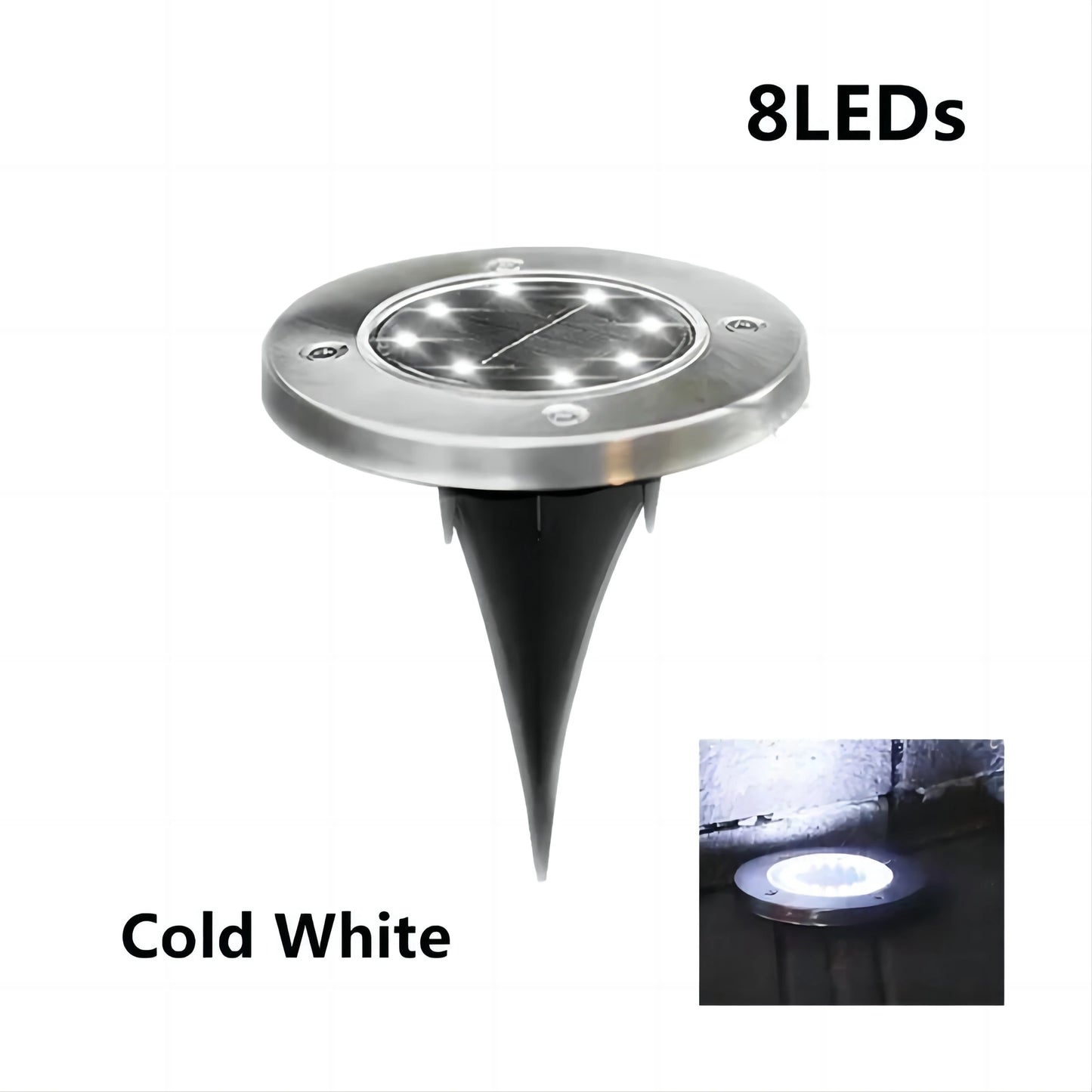 Solar LED Disk Ground Light - 8/20 LED Waterproof Buried Garden Deck
