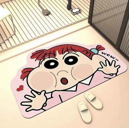 Quick Dry Anime Cartoon Bath Mat - Soft Water Absorption Shower Mat