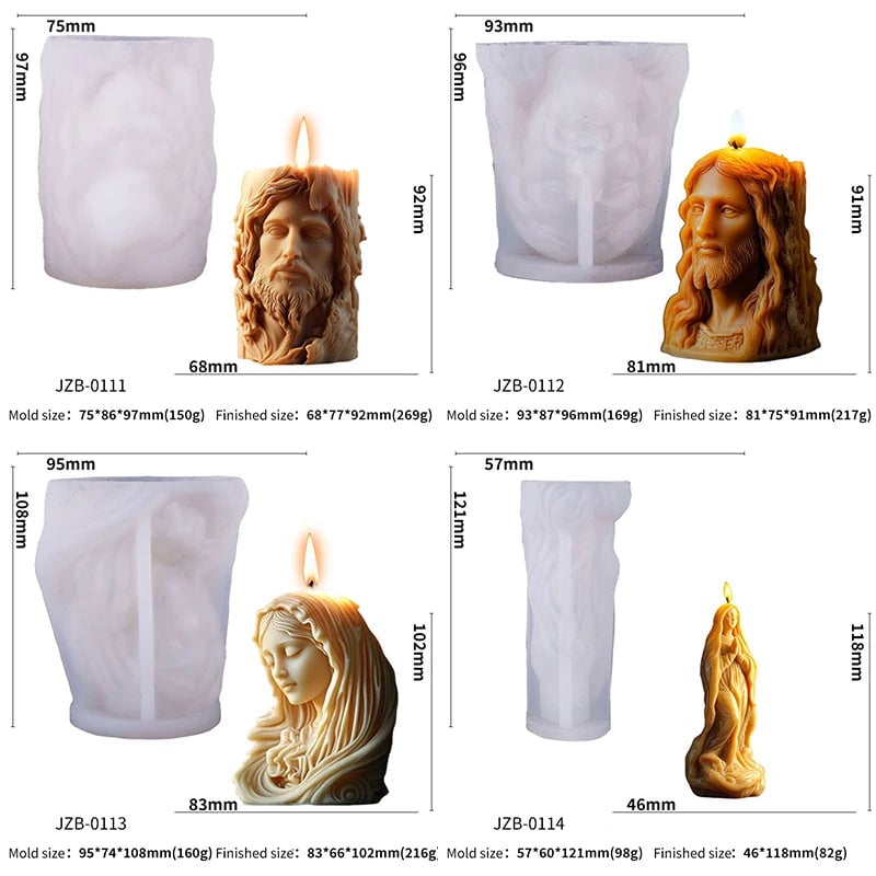 Jesus Statue Silicone Candle Mold Virgin Mary Resin Soap Craft