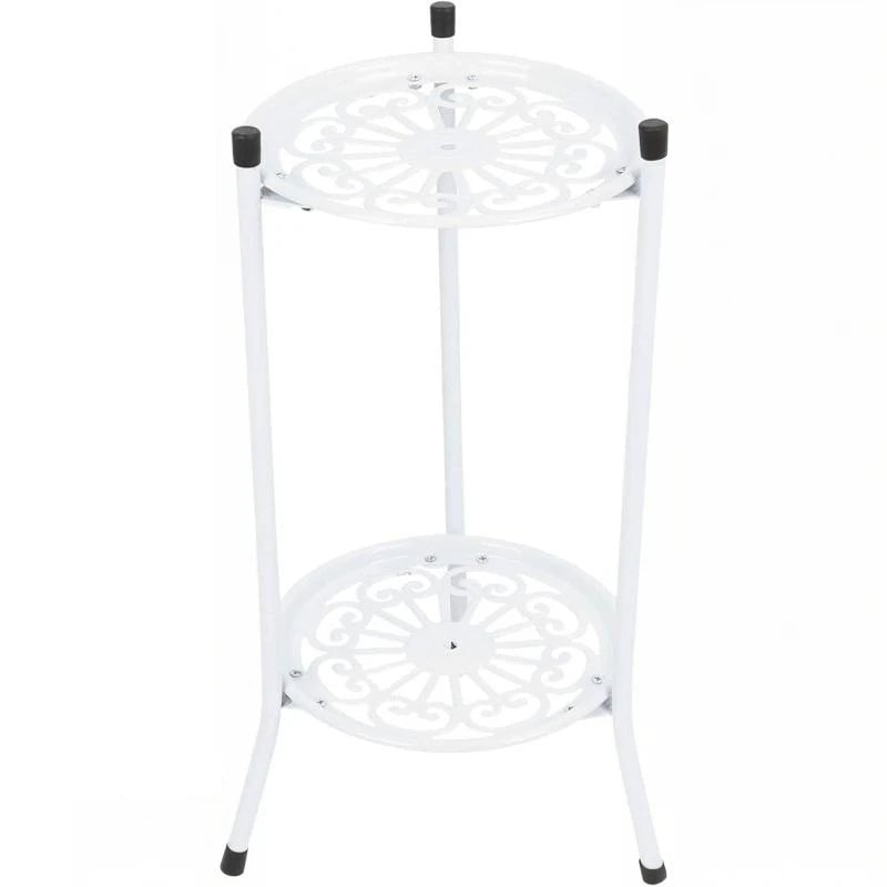 Double Layer Metal Flower Rack Plant Display Stand Indoor Outdoor