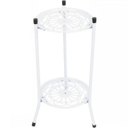 Double Layer Metal Flower Rack Plant Display Stand Indoor Outdoor