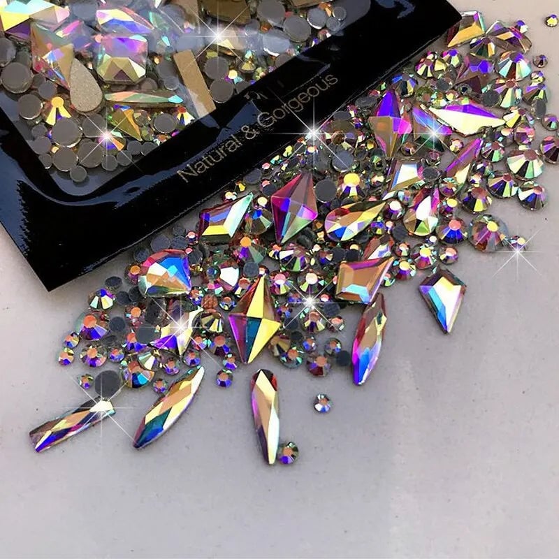 150pcs Glass Rhinestones + 20pcs Shaped Beads Nail Art DIY Kit