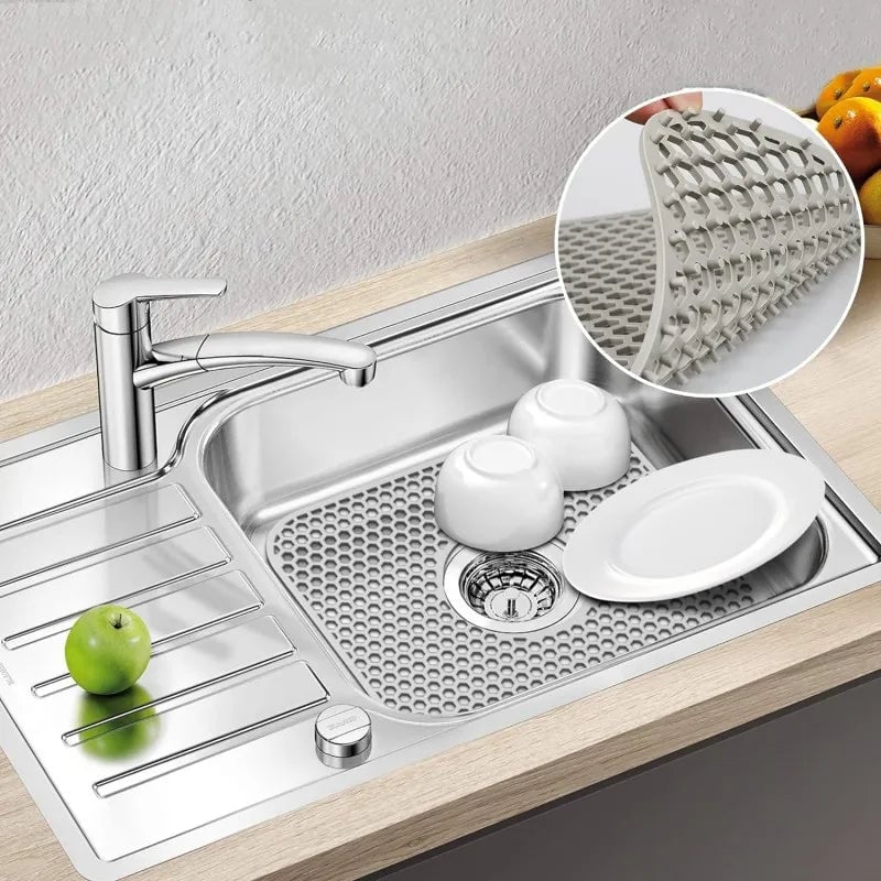 Silicone Kitchen Sink Mat - Folding Non-Slip Heat Resistant Protector