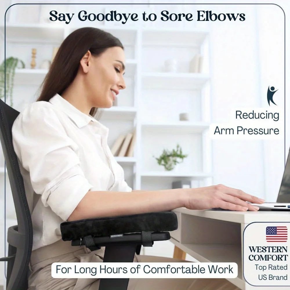 Memory Foam Armrest Pads - Office Chair Elbow Support Cushion