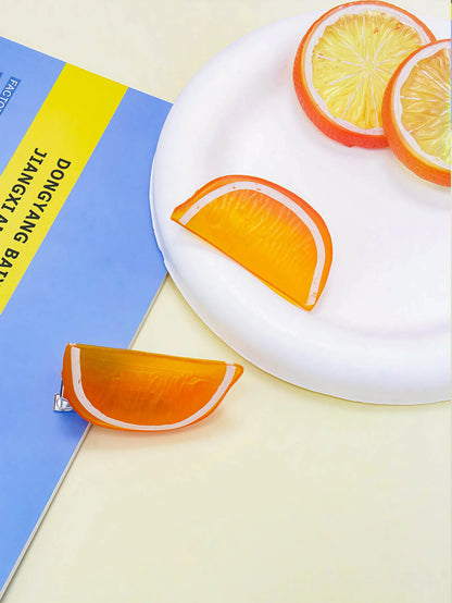 Citrus Fruit Hair Clips - Lemon Orange Design Summer Girls Hairpins