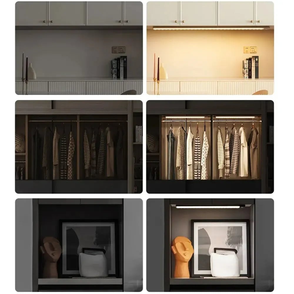USB Rechargeable LED Cabinet Light Wireless Motion Sensor Magnetic