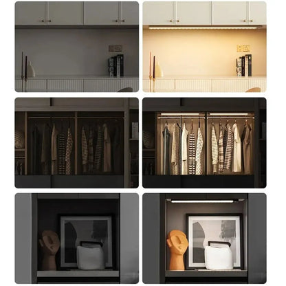 USB Rechargeable LED Cabinet Light Wireless Motion Sensor Magnetic