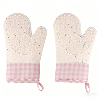 Heat Resistant Silicone Oven Gloves 600°F - 2 Piece Non-Slip Set