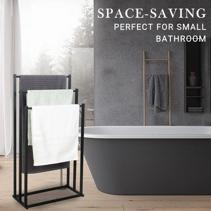 Vertical Metal Towel Rack - Non-Perforated Hanging Rod Bathroom