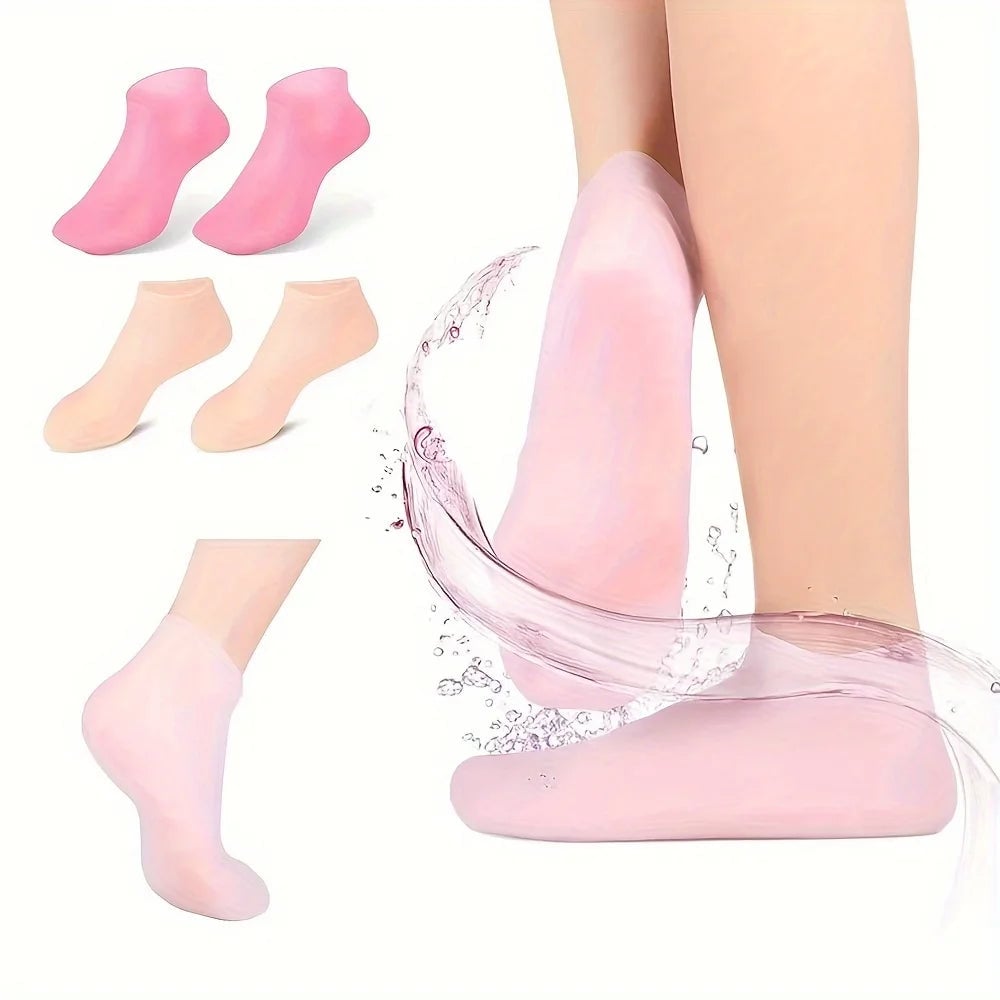 Silicone Gel Moisturizing Socks for Dry Cracked Feet - 2 Pack