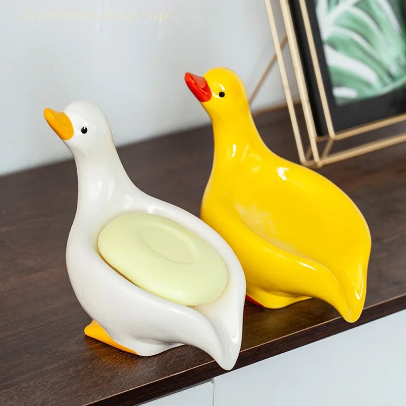 Self-Draining Duck Soap Tray - Creative Bathroom Kitchen Sink Rack