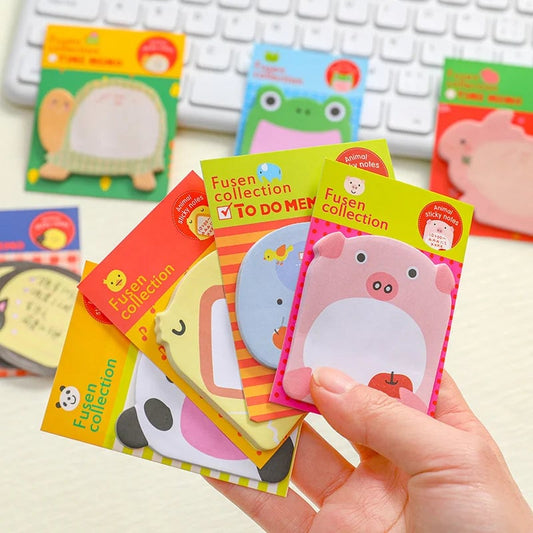 8 Piece Animal Sticky Notes Set - Panda Cat Memo Pads Stationery