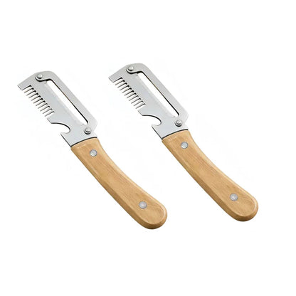 Stainless Steel Vegetable Peeler with Wooden Handle 3-in-1 Fruit Potato Peeler with Bottle Opener Kitchen Peeling Cooking Tools