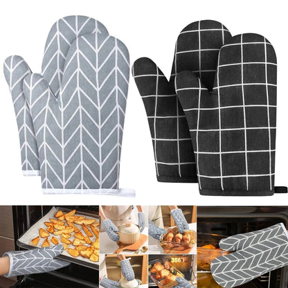 High-Temperature Resistant Linen Oven Gloves - Microwave Safe Mitts