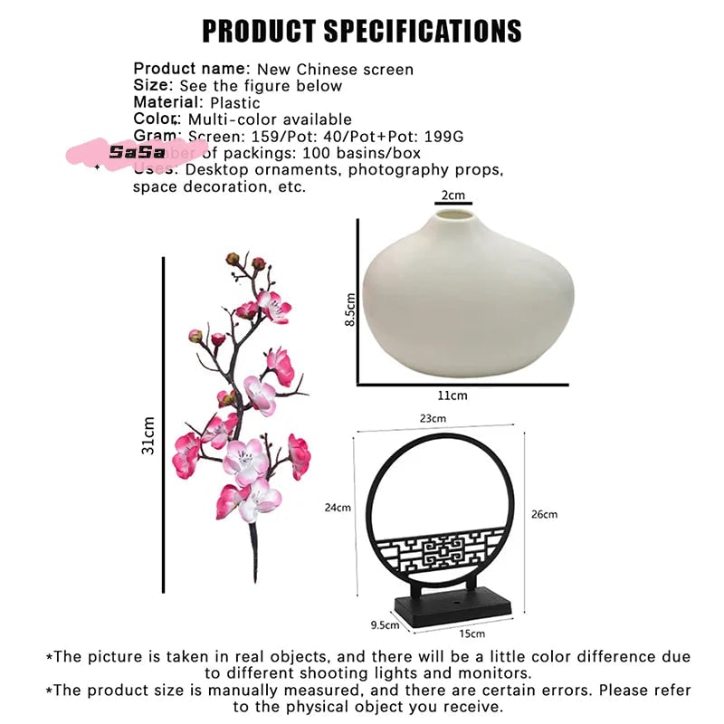 15cm Artificial Plum Blossom Bonsai Tree Pot Screen Base Decor
