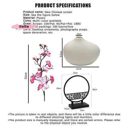 15cm Artificial Plum Blossom Bonsai Tree Pot Screen Base Decor