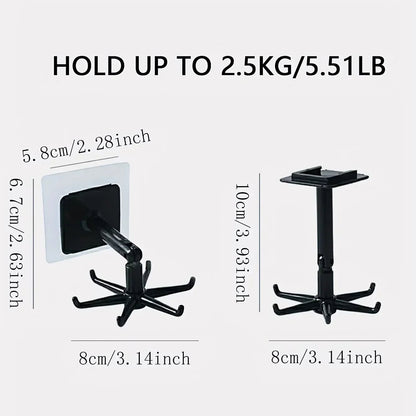 360° Rotatable Wall Mounted Kitchen Hook - 6 Claw PP Punch Free