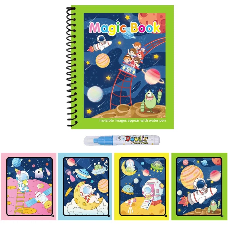 Magic Water Drawing Book Reusable Mess-Free Paint Pad Refillable Pen